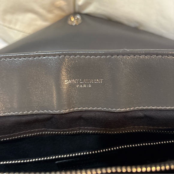 Yves Saint Laurent Metallic Gray Chevron Shoulder Bag - Picture 11 of 16